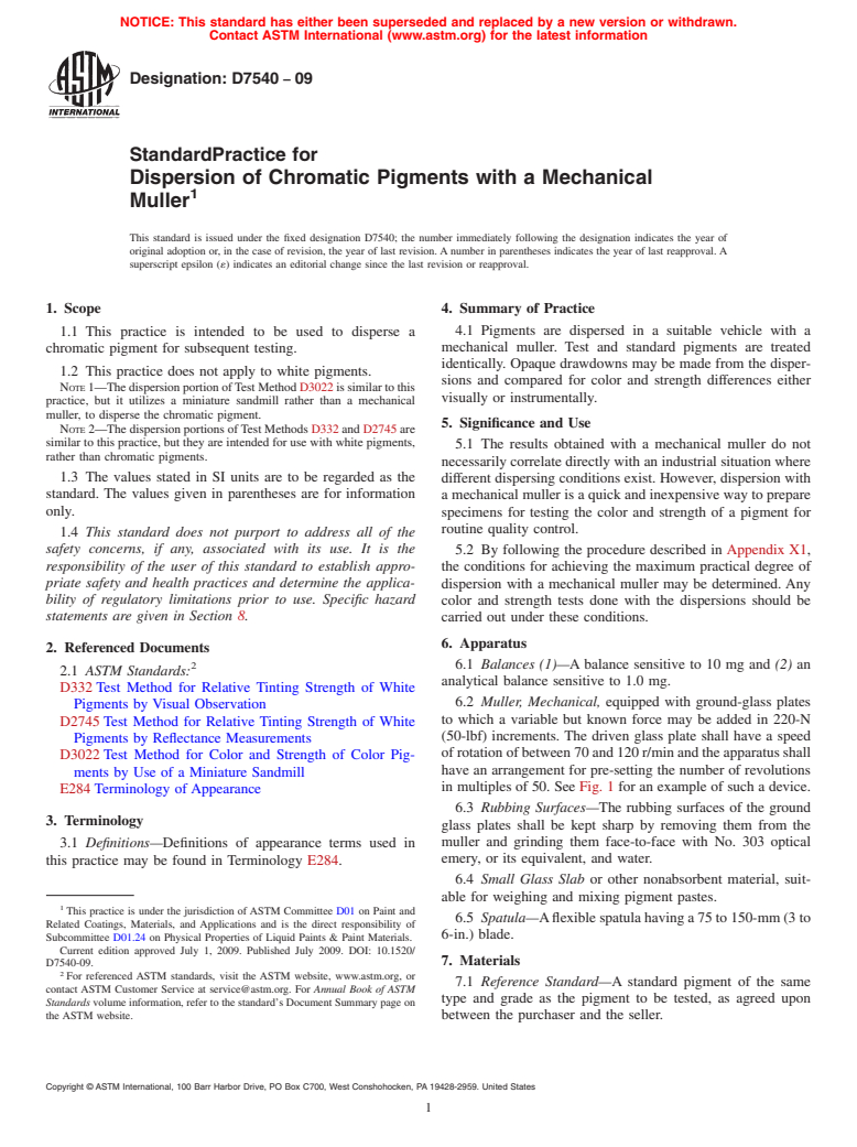 ASTM D7540-09 - Standard Practice for Dispersion of Chromatic Pigments with a Mechanical Muller