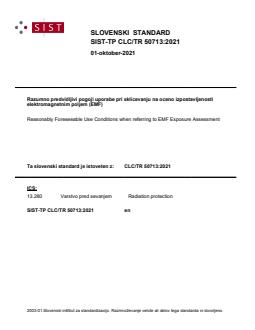 SIST-TP CLC/TR 50713:2021 - BARVE - Page 1 preview