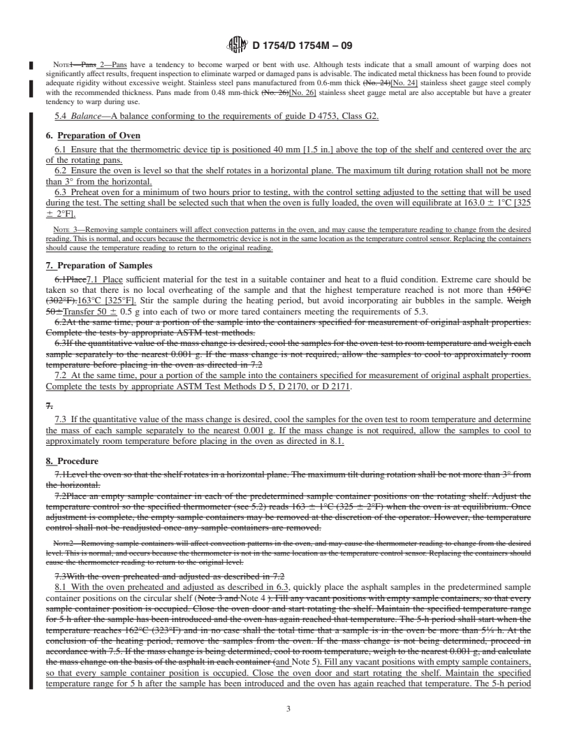 REDLINE ASTM D1754/D1754M-09 - Standard Test Method for Effect of Heat and Air on Asphaltic Materials (Thin-Film Oven Test)