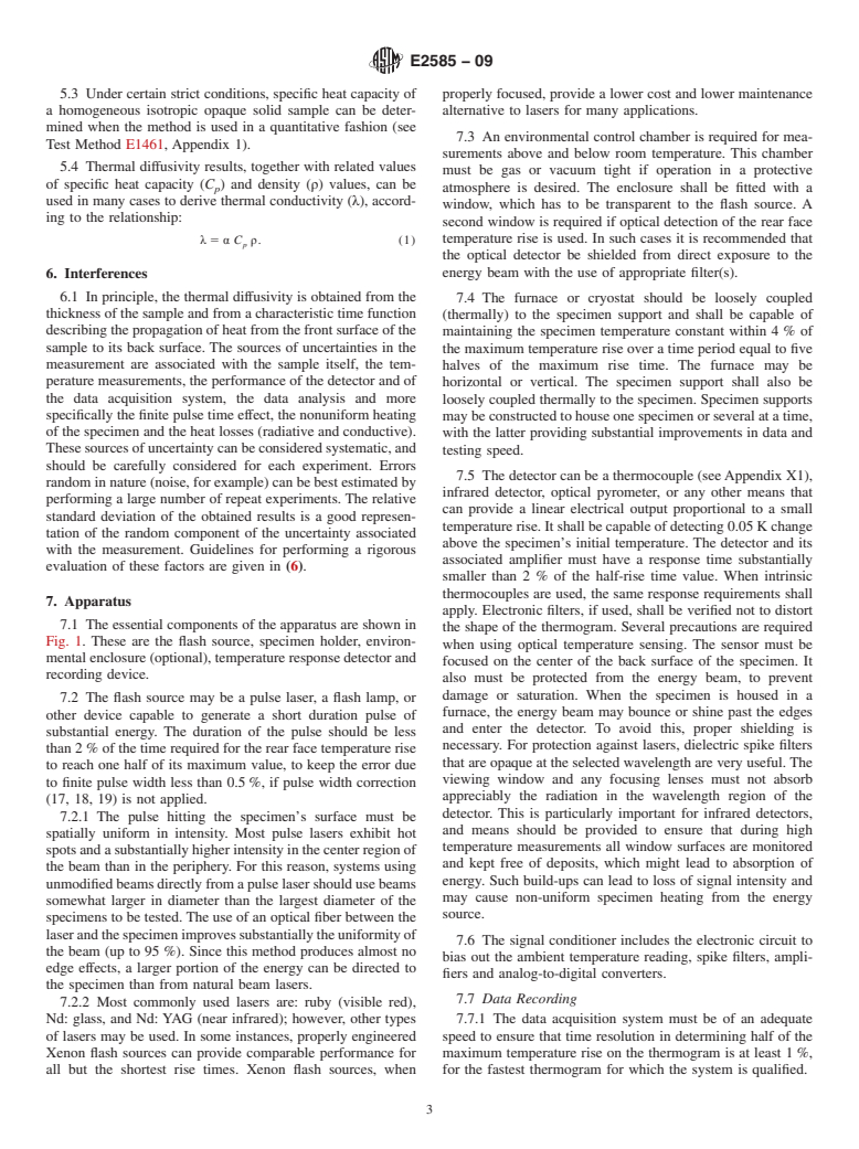 ASTM E2585-09 - Standard Practice for Thermal Diffusivity by the Flash Method