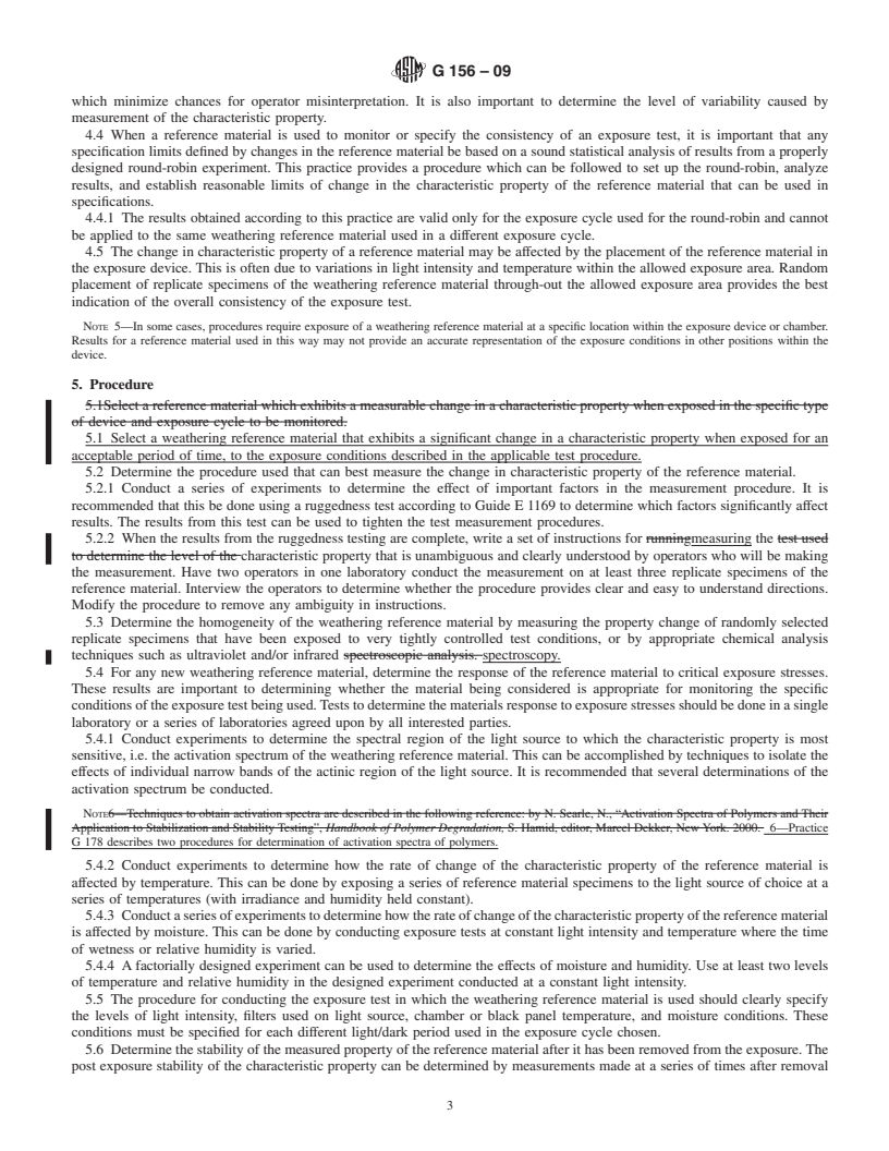 REDLINE ASTM G156-09 - Standard Practice for Selecting and Characterizing Weathering Reference Materials