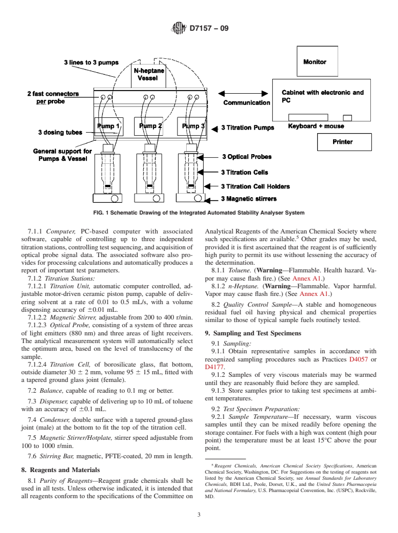 ASTM D7157-09 - Standard Test Method for Determination of Intrinsic Stability of Asphaltene-Containing Residues, Heavy Fuel Oils, and Crude Oils (n-Heptane Phase Separation; Optical Detection)