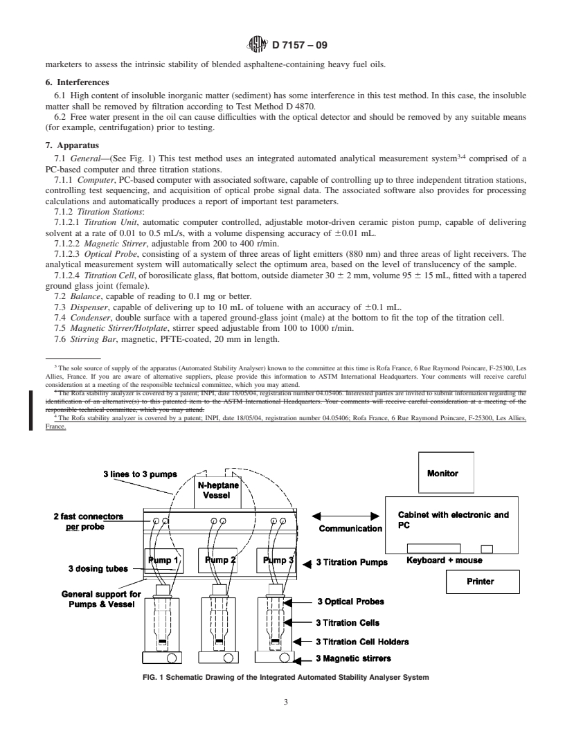 REDLINE ASTM D7157-09 - Standard Test Method for Determination of Intrinsic Stability of Asphaltene-Containing Residues, Heavy Fuel Oils, and Crude Oils (n-Heptane Phase Separation; Optical Detection)