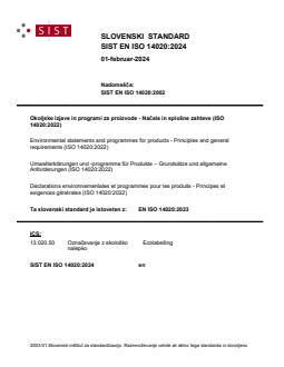 SIST EN ISO 14020:2024 - Page 1 preview