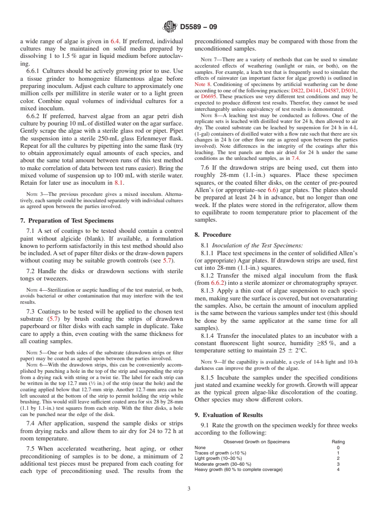 ASTM D5589-09 - Standard Test Method for Determining the Resistance of Paint Films and Related Coatings to Algal Defacement