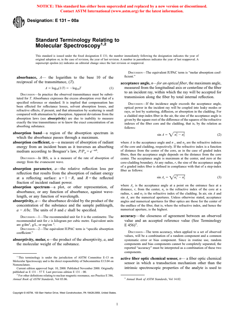 ASTM E131-00a - Standard Terminology Relating to Molecular Spectroscopy