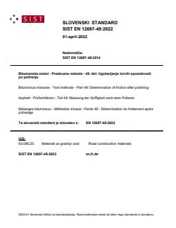 SIST EN 12697-49:2022 - BARVE - Page 1 preview