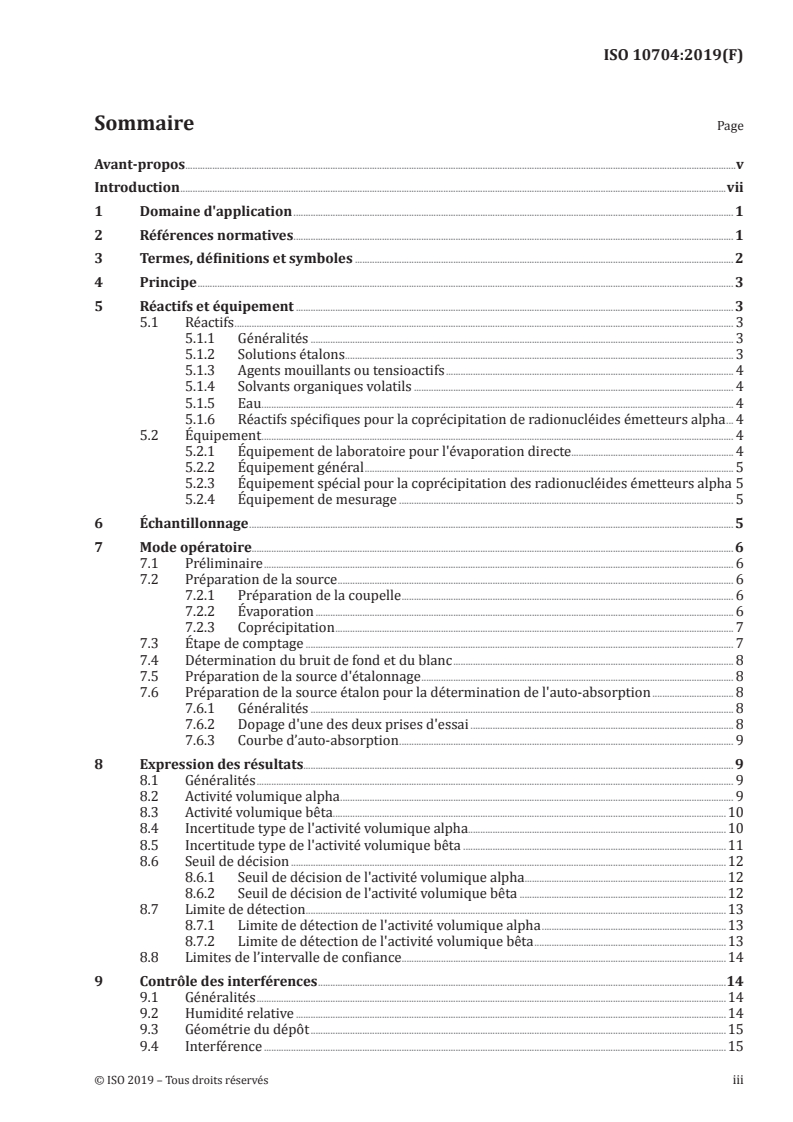 ISO 10704:2019 - Qualité de l'eau — Activités alpha globale et bêta globale — Méthode d'essai par dépôt d'une source fine
Released:2/19/2019