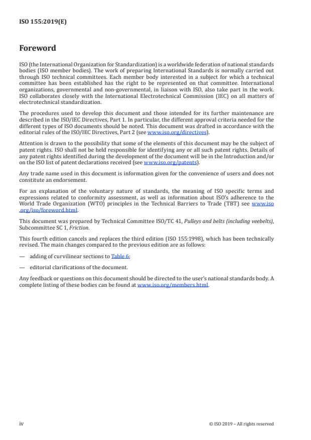 ISO 155:2019 ISO 155:2019 - Belt drives -- Pulleys -- Limiting values for adjustment of centres - Page 4 preview