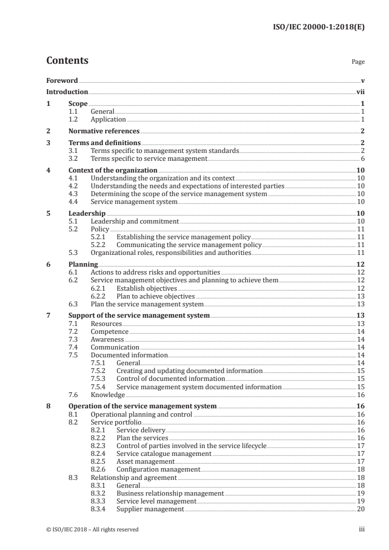 ISO/IEC 20000-1:2018 ISO/IEC 20000-1:2018 - Information technology — Service management — Part 1: Service management system requirements
Released:9/14/2018 - Page 3 preview
