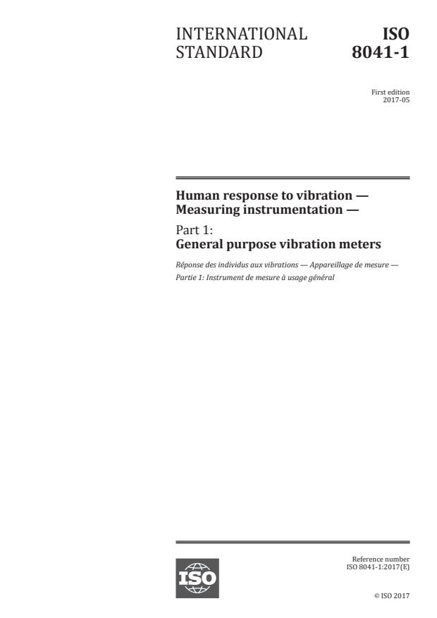 ISO 8041-1:2017 - Human response to vibration -- Measuring instrumentation