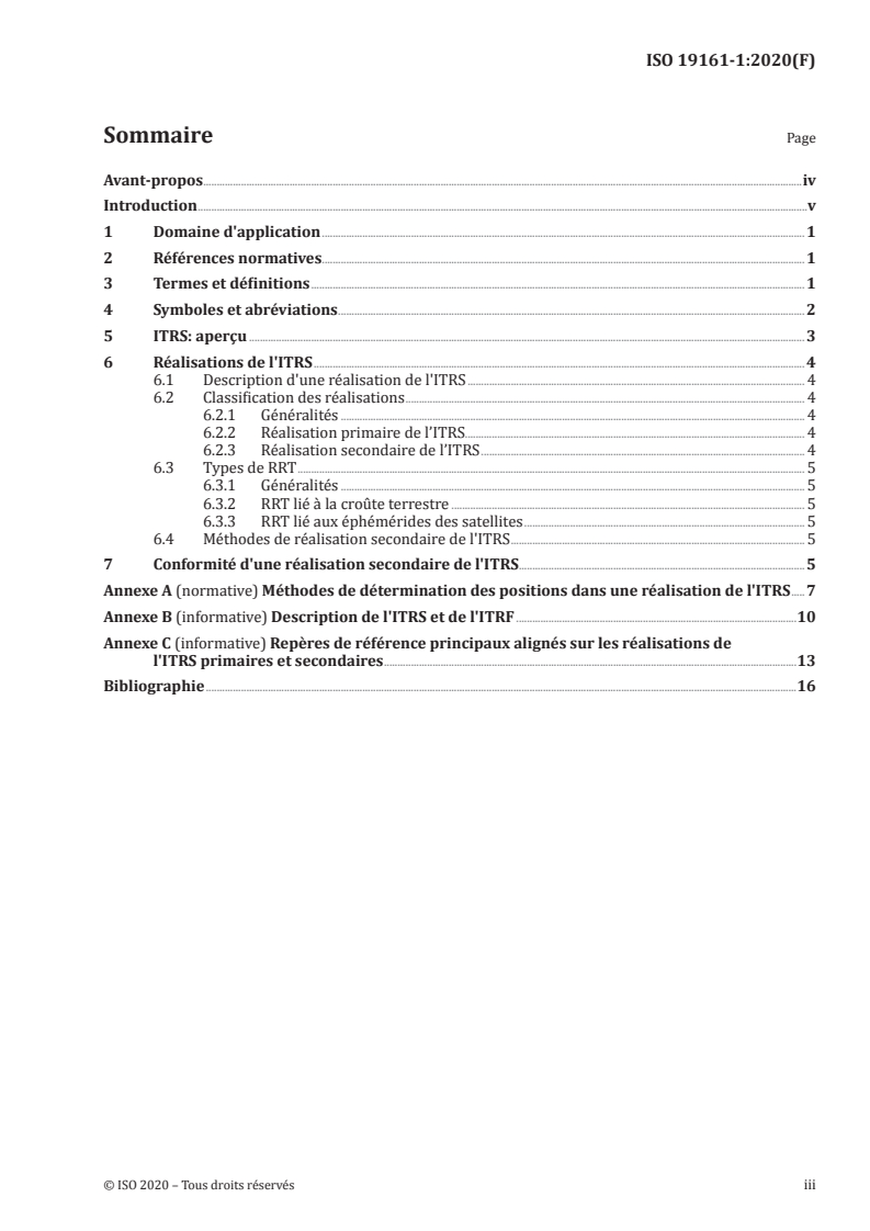 ISO 19161-1:2020 - Information géographique — Références géodésiques — Partie 1: Système international de référence terrestre (ITRS)
Released:12/11/2020