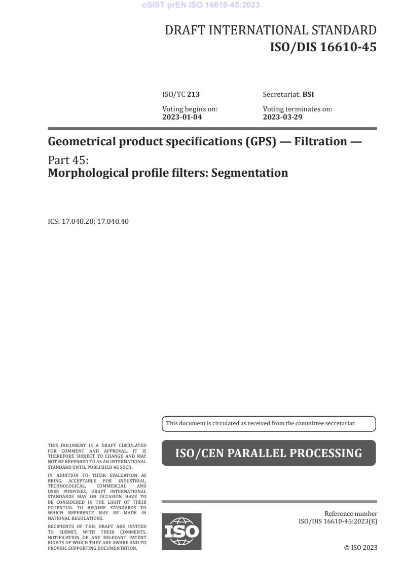 prEN ISO 16610-45:2023 - BARVE