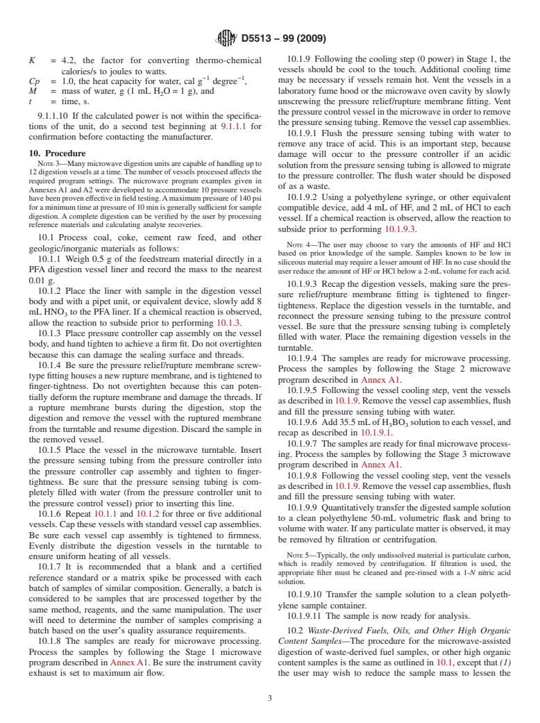 ASTM D5513-99(2009) - Standard Practice for Microwave Digestion of Industrial Furnace Feedstreams and Waste for Trace Element Analysis