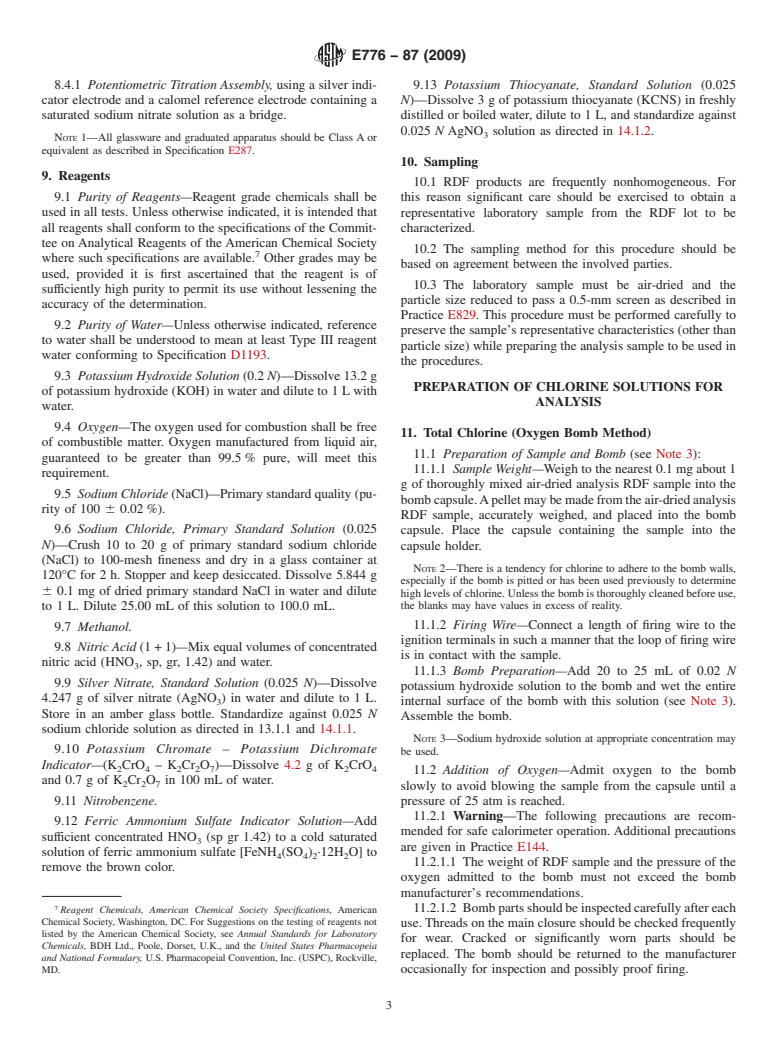 ASTM E776-87(2009) - Standard Test Method for Forms of Chlorine in Refuse-Derived Fuel