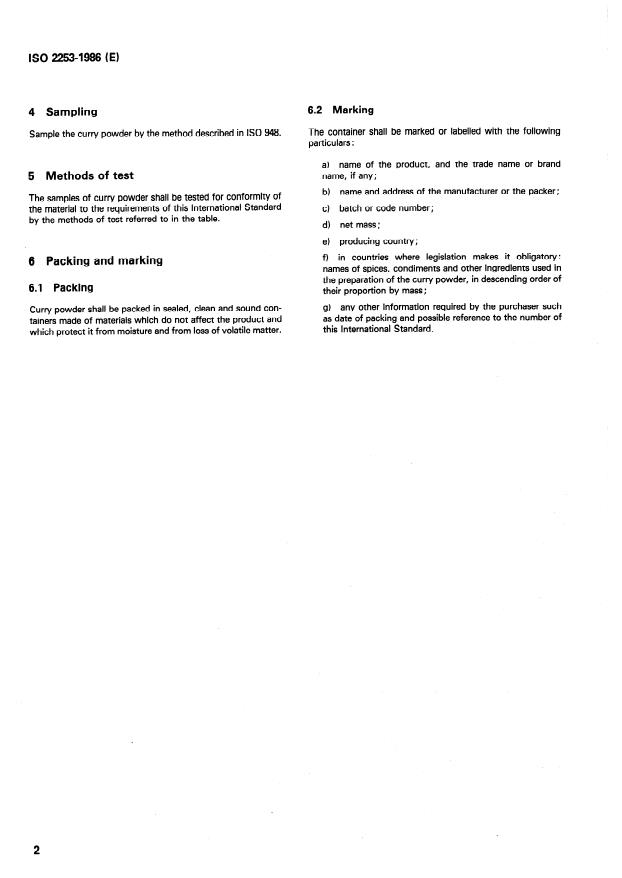 ISO 2253:1986 ISO 2253:1986 - Curry powder -- Specification - Page 4 preview