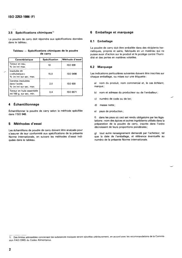 ISO 2253:1986 ISO 2253:1986 - Poudre de carry -- Spécifications - Page 4 preview