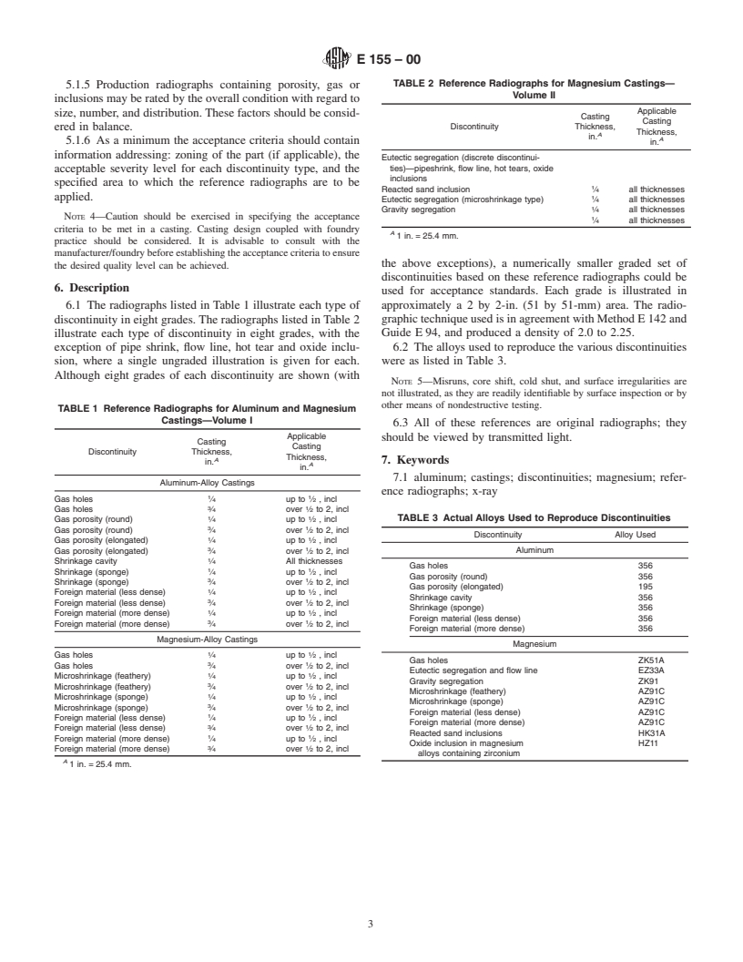 ASTM E155-00 - Standard Reference Radiographs for Inspection of Aluminum and Magnesium Castings