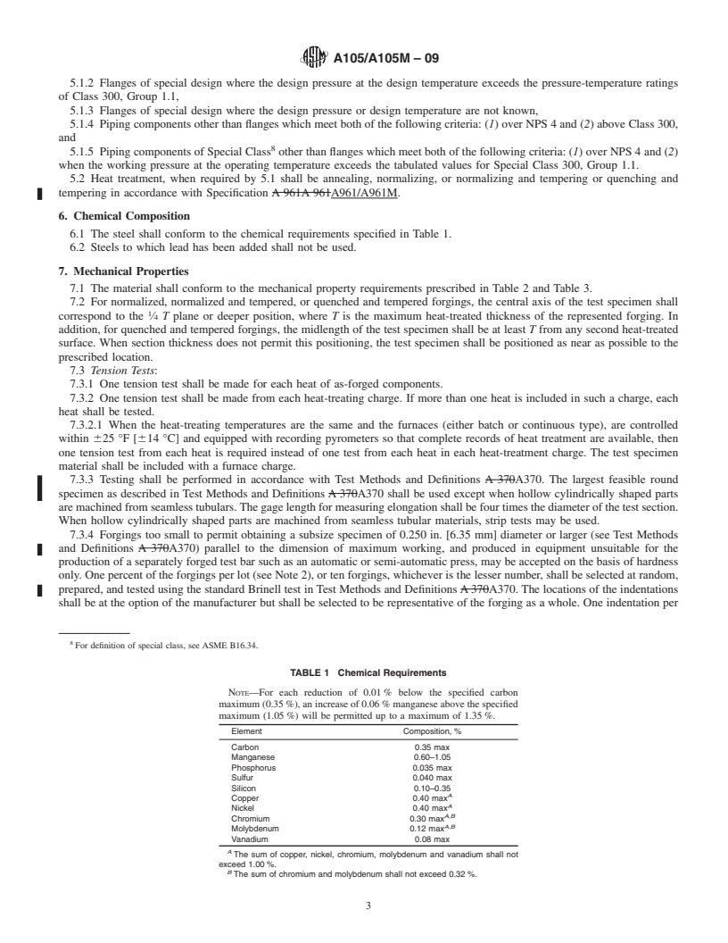 REDLINE ASTM A105/A105M-09 - Standard Specification for Carbon Steel Forgings for Piping Applications