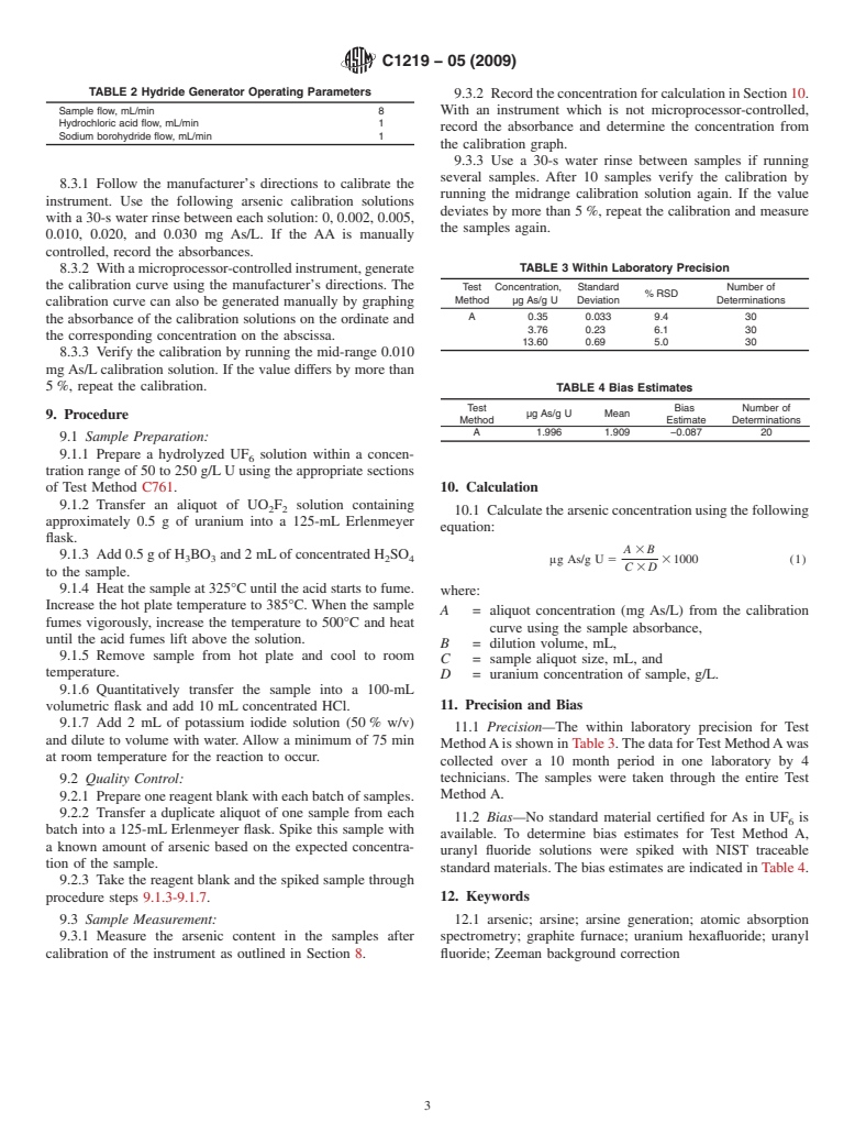 ASTM C1219-05(2009) - Standard Test Methods for Arsenic in Uranium Hexafluoride (Withdrawn 2015)