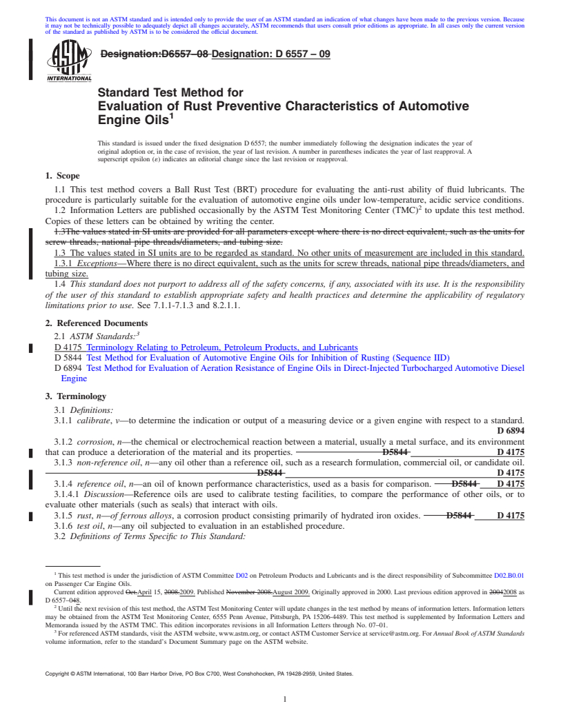 REDLINE ASTM D6557-09 - Standard Test Method for Evaluation of Rust Preventive Characteristics of Automotive Engine Oils