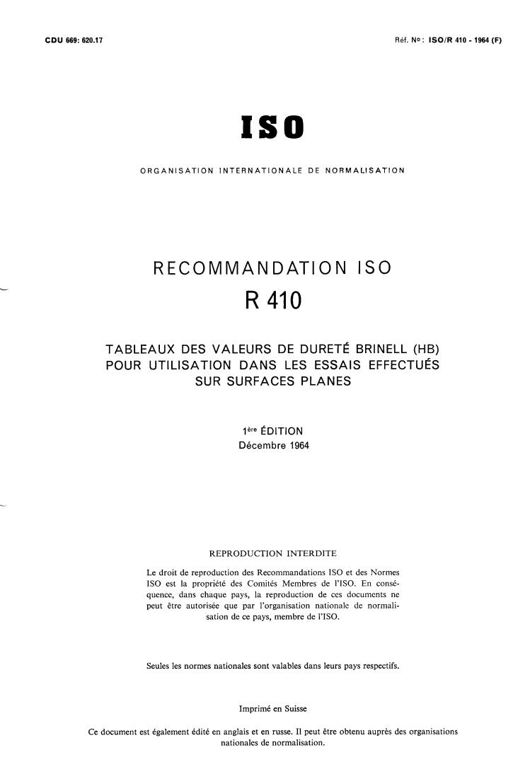 ISO/R 410:1964 - Title missing - Legacy paper document
Released:1/1/1964