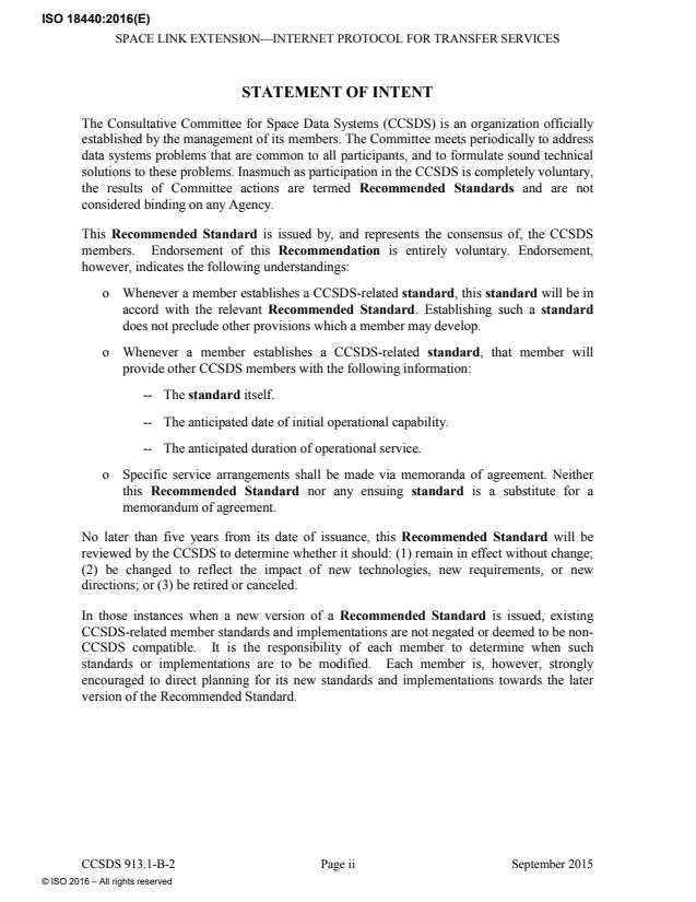 ISO 18440:2016 ISO 18440:2016 - Space data and information transfer systems -- Space link extension -- Internet protocol for transfer services - Page 4 preview