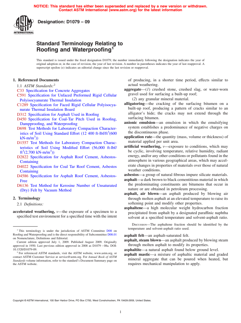 ASTM D1079-09 - Standard Terminology Relating to Roofing and Waterproofing