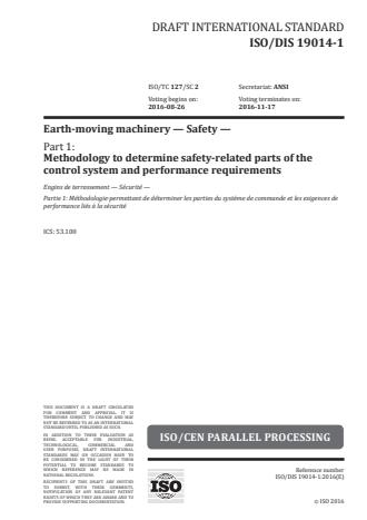 ISO 19014-1:2018 - Earth-moving machinery -- Functional safety