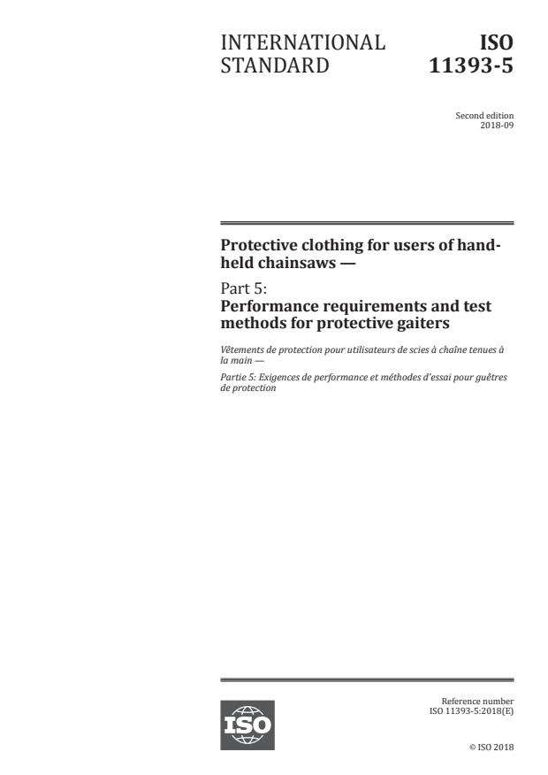 ISO 11393-5:2018 - Protective clothing for users of hand-held chainsaws