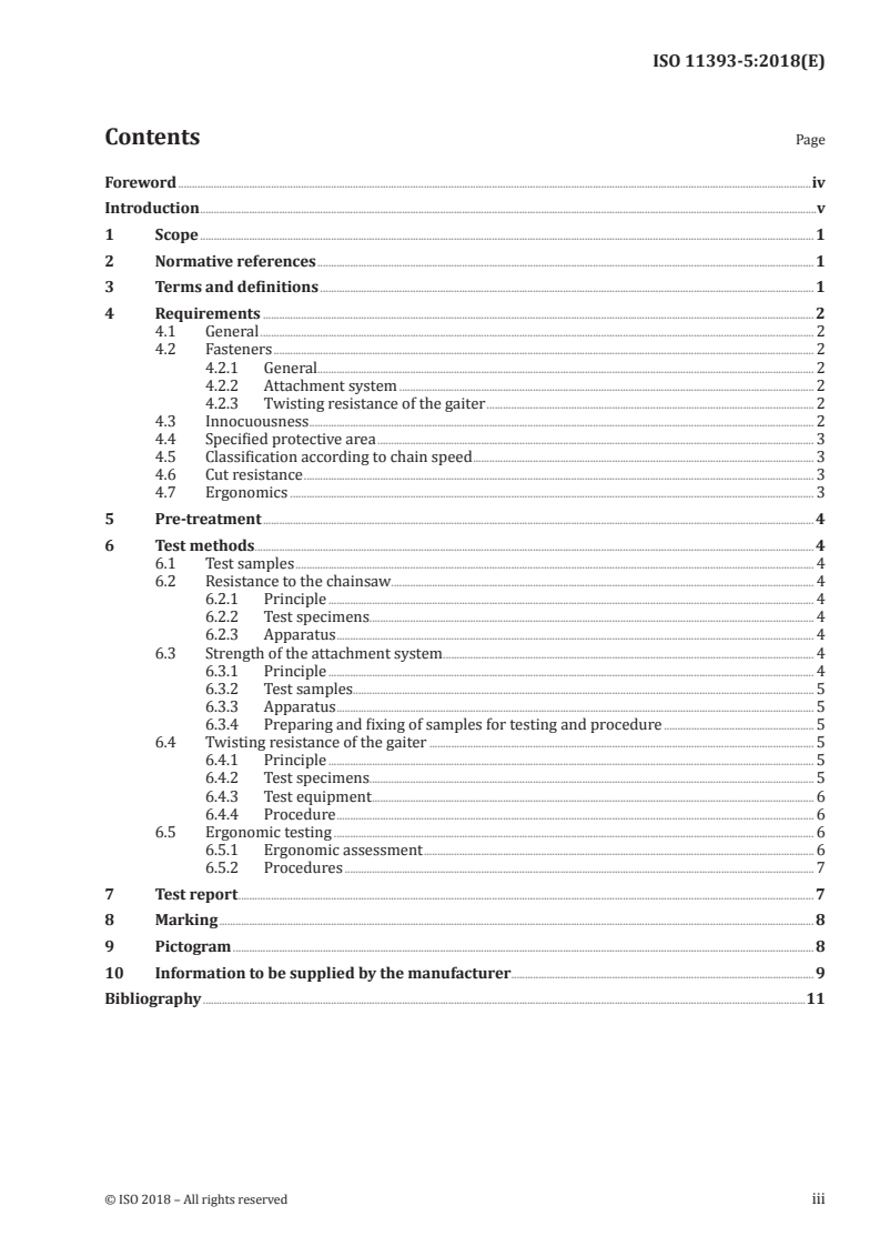 ISO 11393-5:2018 - Protective clothing for users of hand-held chainsaws — Part 5: Performance requirements and test methods for protective gaiters
Released:10/1/2018