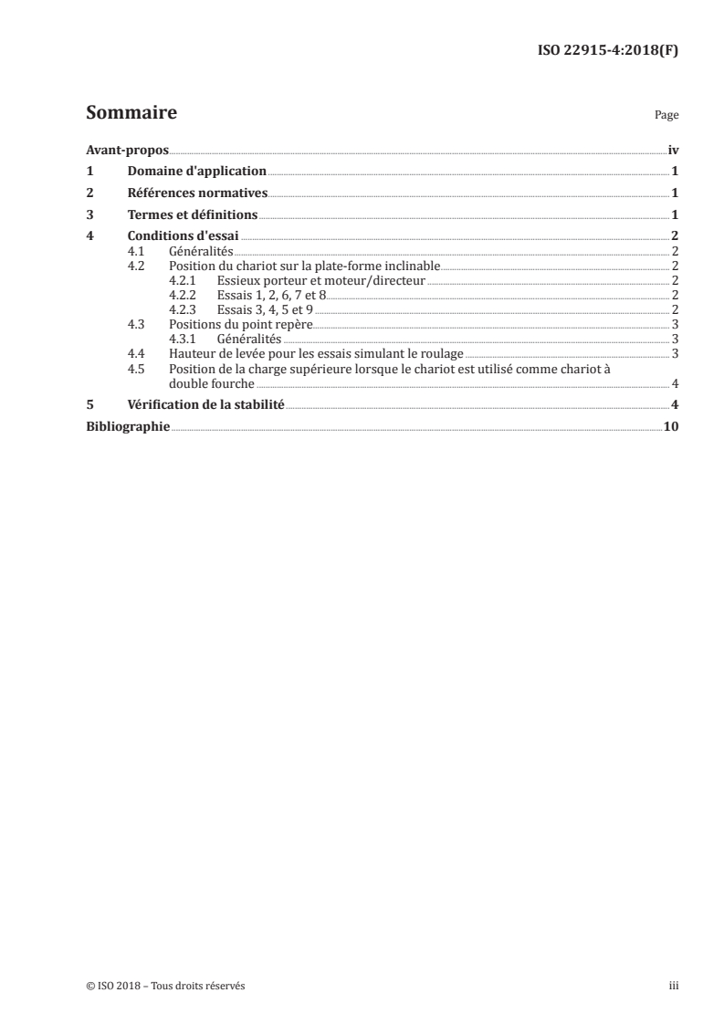 ISO 22915-4:2018 - Chariots de manutention — Vérification de la stabilité — Partie 4: Chariots à fourche recouvrante, chariots à double fourche et chariots préparateurs de commandes avec un poste de conduite élevable ayant une hauteur de levée de 1 200 mm inclus
Released:12/3/2018