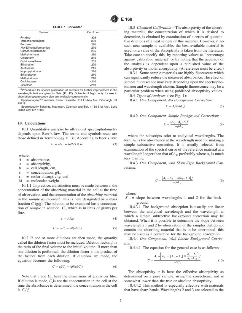 ASTM E169-99 - Standard Practices for General Techniques of Ultraviolet-Visible Quantitative Analysis