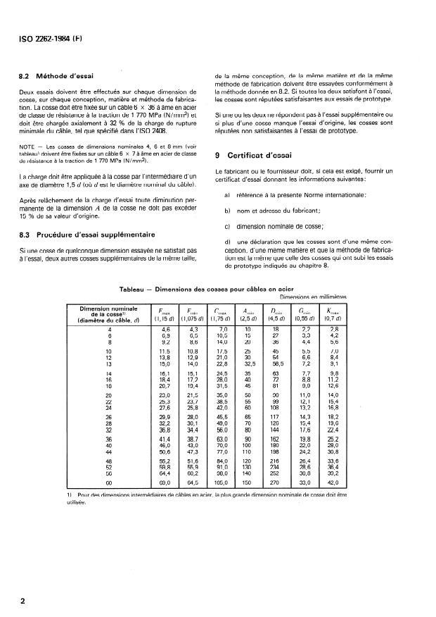 ISO 2262:1984 ISO 2262:1984 - Cosses d'usages courants destinées a etre utilisées avec des câbles en acier -- Spécifications - Page 4 preview