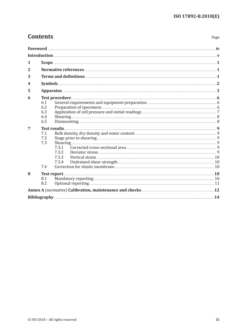 ISO 17892-8:2018 - Geotechnical investigation and testing — Laboratory testing of soil — Part 8: Unconsolidated undrained triaxial test
Released:2/14/2018