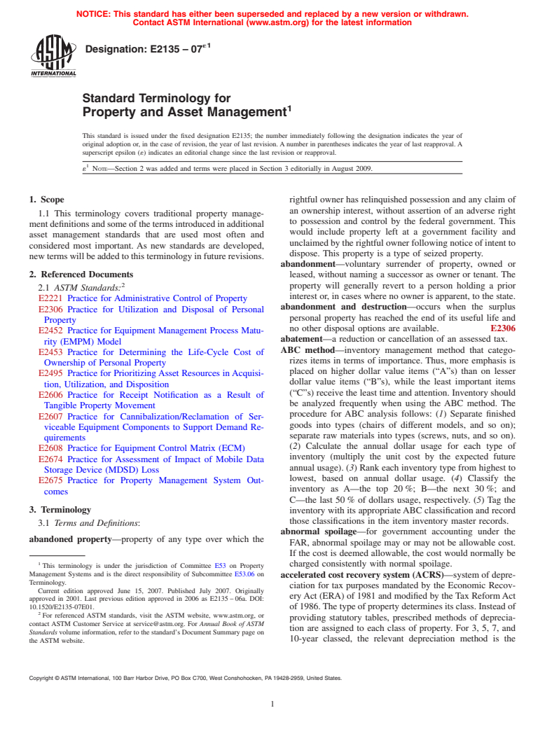 ASTM E2135-07e1 - Standard Terminology for Property and Asset Management