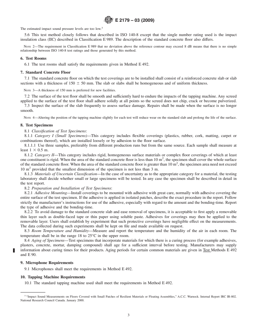 REDLINE ASTM E2179-03(2009) - Standard Test Method for Laboratory Measurement of the Effectiveness of Floor Coverings in Reducing Impact Sound Transmission Through Concrete Floors