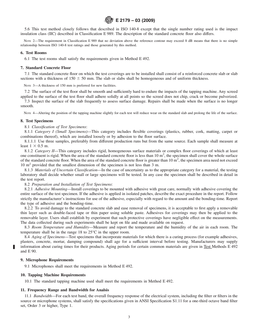 REDLINE ASTM E2179-03(2009) - Standard Test Method for Laboratory Measurement of the Effectiveness of Floor Coverings in Reducing Impact Sound Transmission Through Concrete Floors