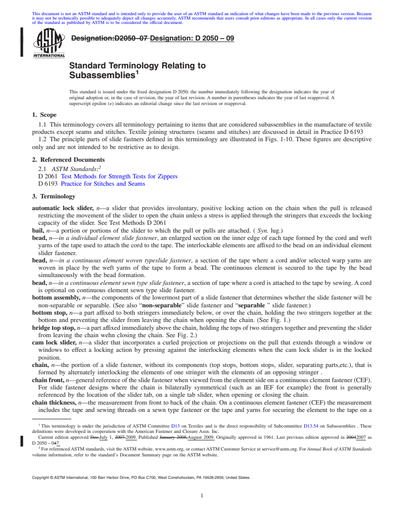 REDLINE ASTM D2050-09 - Standard Terminology Relating to  Subassemblies