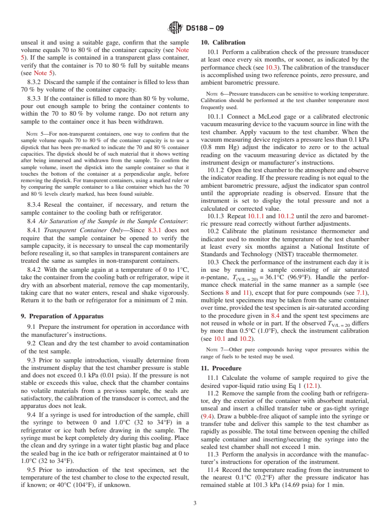 ASTM D5188-09 - Standard Test Method for Vapor-Liquid Ratio Temperature Determination of Fuels (Evacuated Chamber Method)