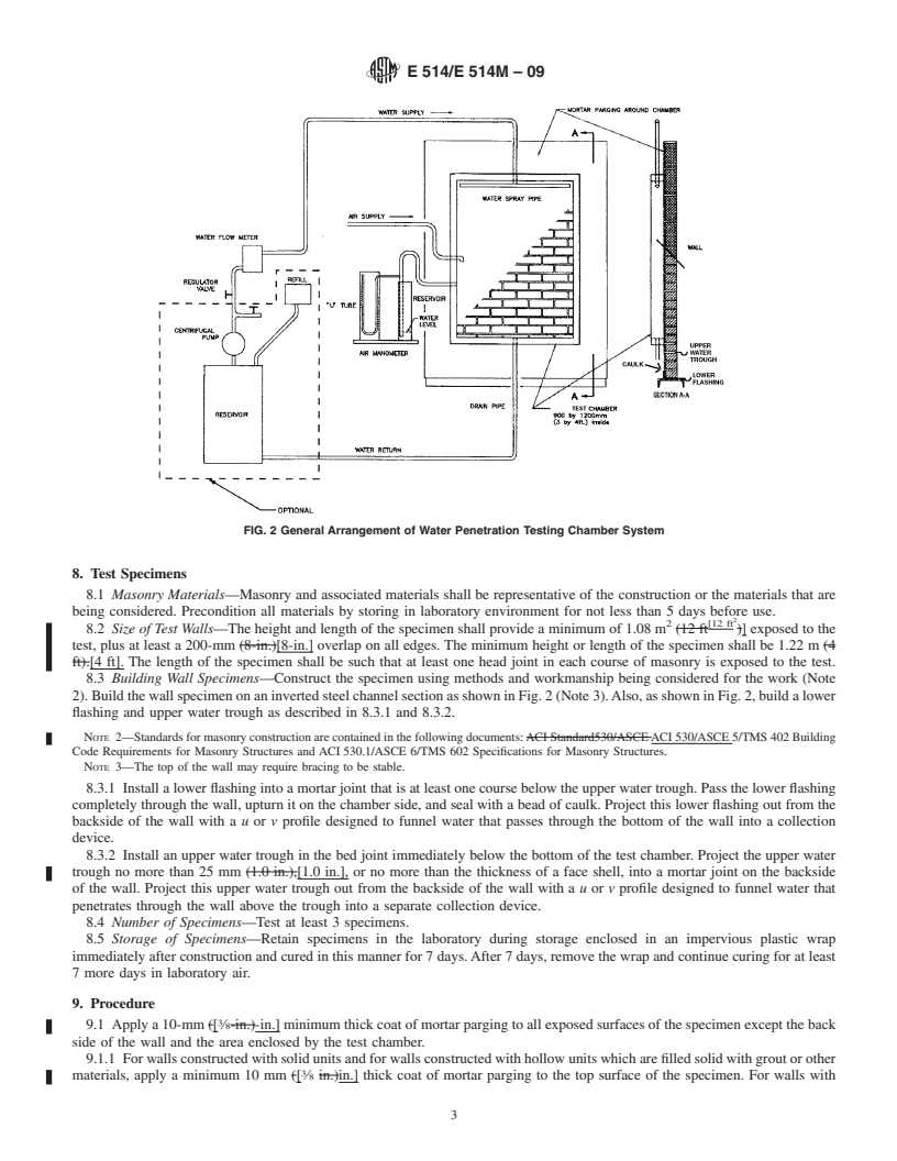 REDLINE ASTM E514/E514M-09 - Standard Test Method for  Water Penetration and Leakage Through Masonry