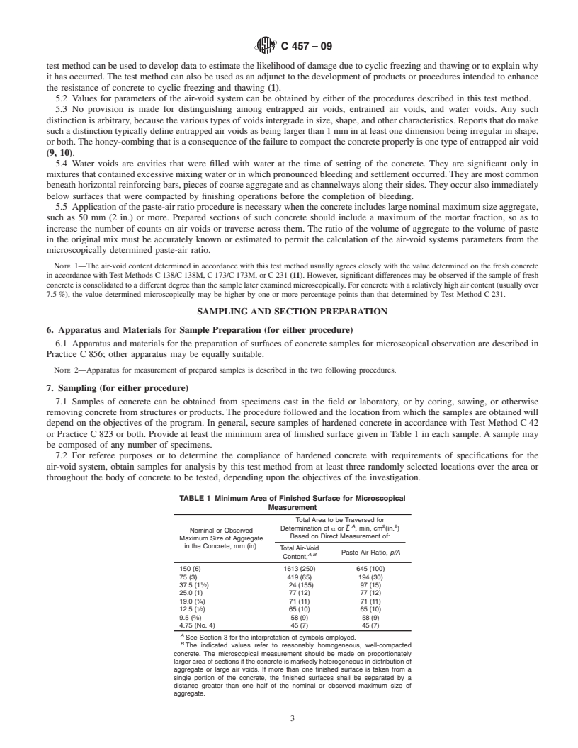 REDLINE ASTM C457-09 - Standard Test Method for Microscopical Determination of Parameters of the Air-Void System in Hardened Concrete