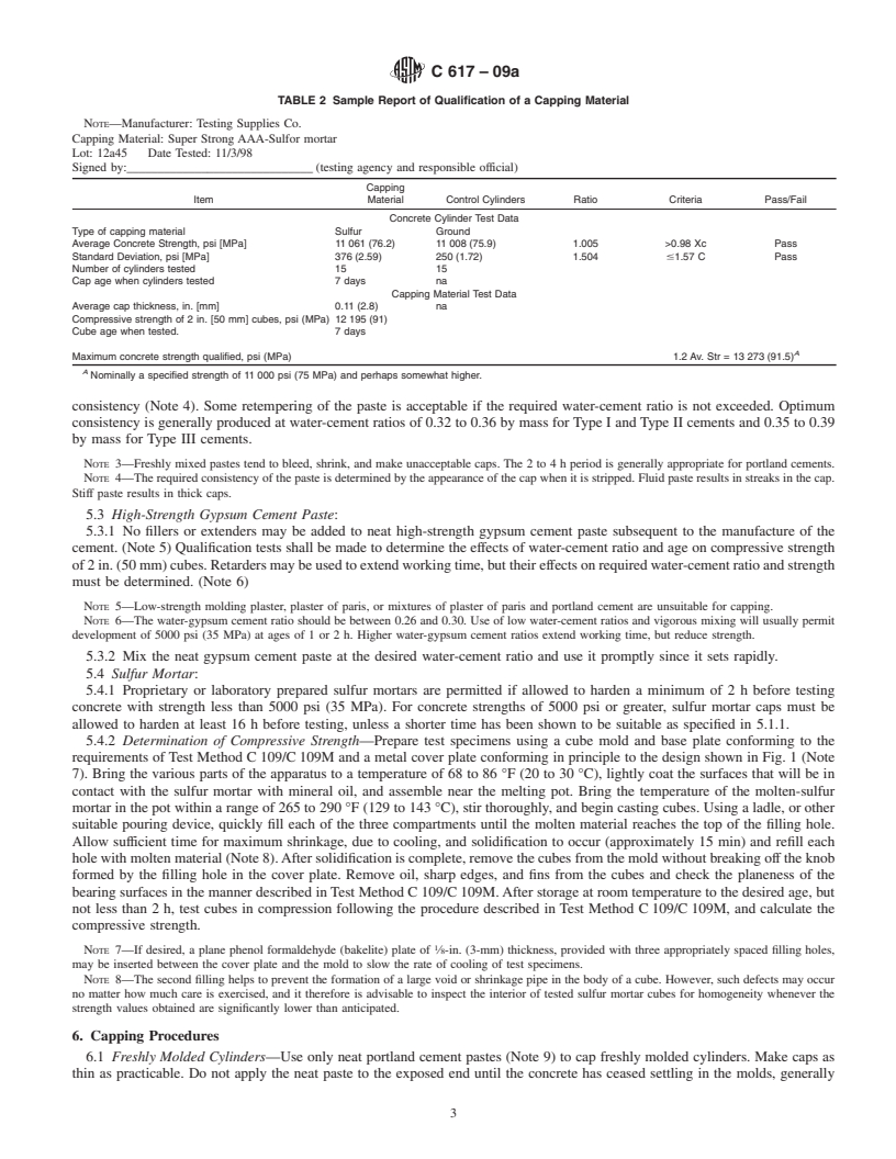 REDLINE ASTM C617-09a - Standard Practice for Capping Cylindrical Concrete Specimens