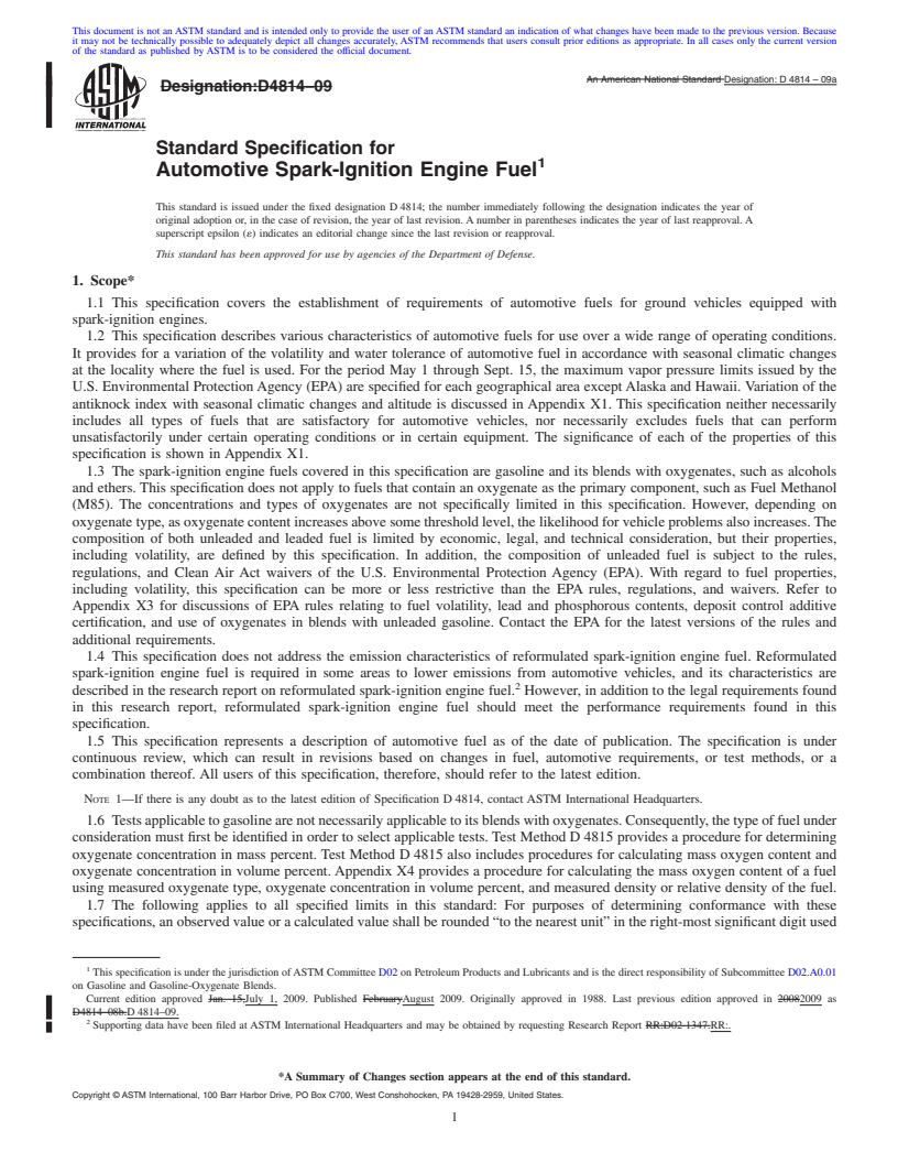 REDLINE ASTM D4814-09a - Standard Specification for Automotive Spark-Ignition Engine Fuel