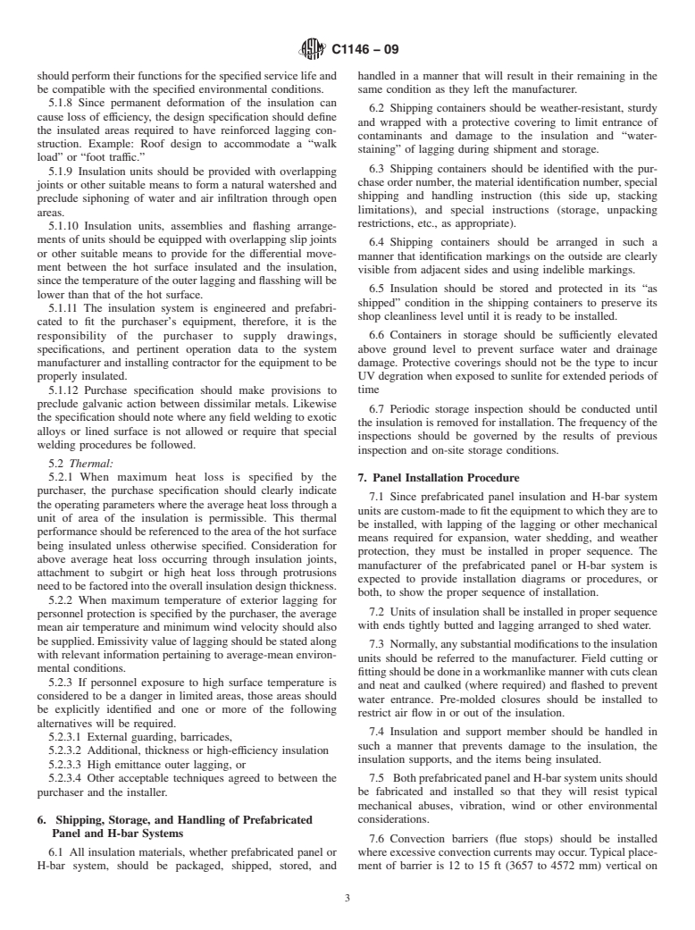 ASTM C1146-09 - Standard Guide for Prefabricated Panel and H<span class='unicode'>&#x2013;</span>bar Insulation Systems for Vessels, Ducts and Equipment Operating at Temperatures Above Ambient Air