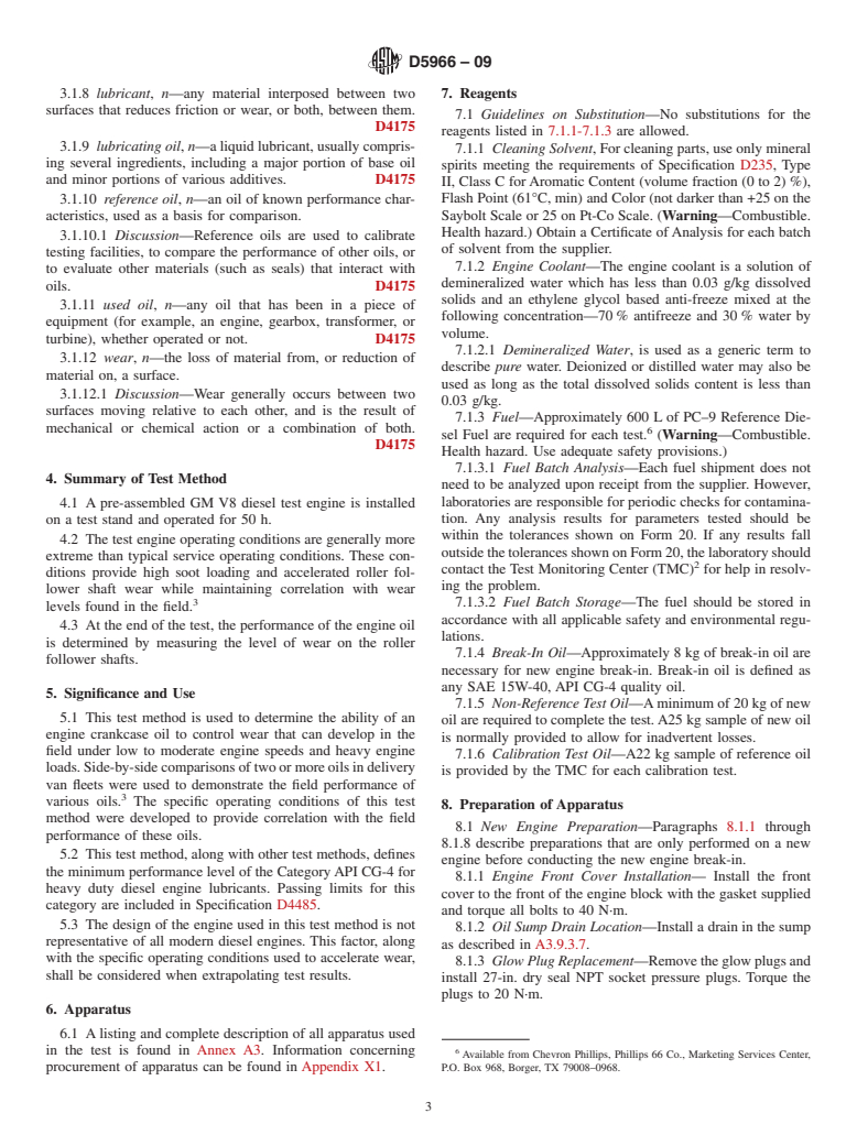 ASTM D5966-09 - Standard Test Method for Evaluation of Engine Oils for Roller Follower Wear in Light-Duty Diesel Engine