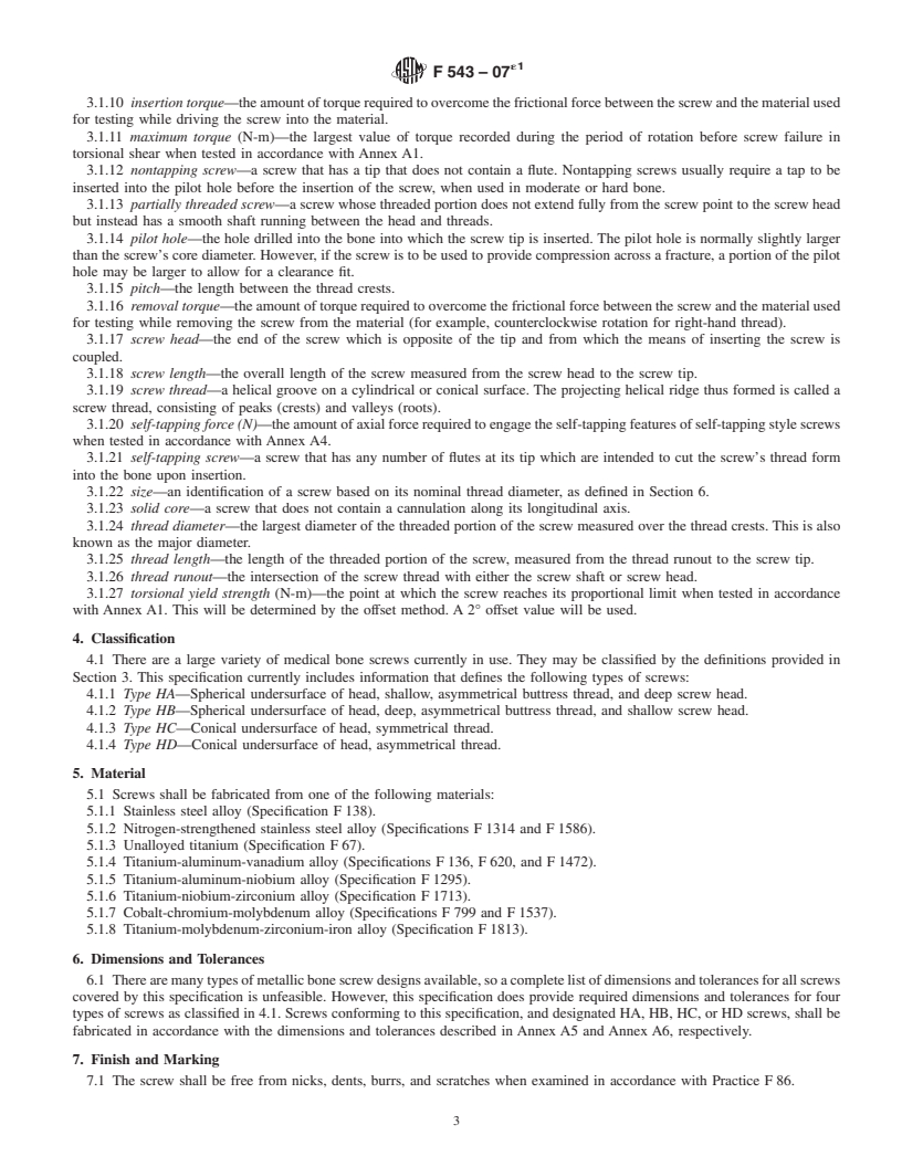 REDLINE ASTM F543-07e1 - Standard Specification and Test Methods for  Metallic Medical Bone Screws