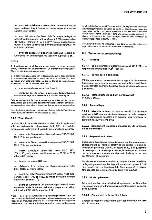 ISO 2267:1986 ISO 2267:1986 - Agents de surface -- Contrôle de certains effets de blanchissage -- Méthodes d'élaboration et de mise en oeuvre d'un tissu de coton témoin non souillé - Page 4 preview