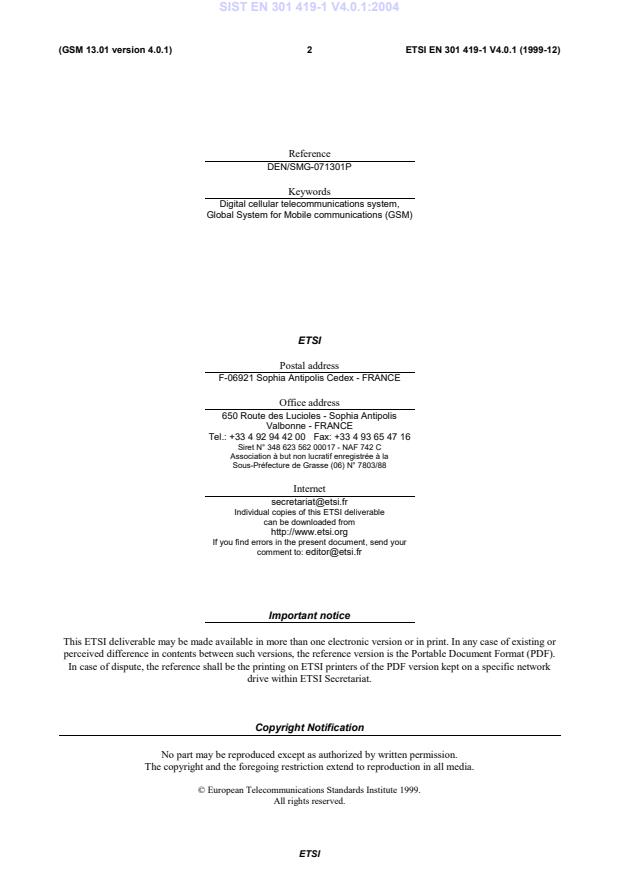 SIST EN 301 419-1 V4.0.1:2004 SIST EN 301 419-1 V4.0.1:2004 - Page 4 preview
