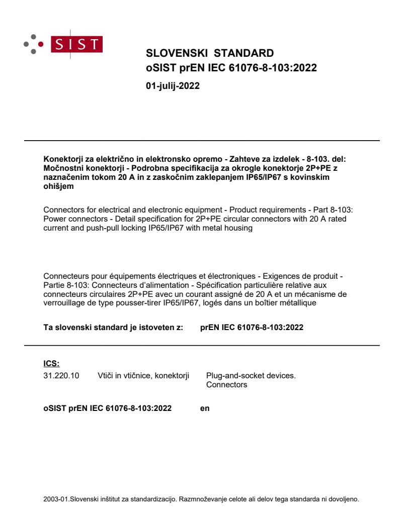 prEN IEC 61076-8-103:2022 - BARVE